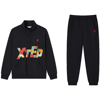 特步童装儿童运动套装2025年春季新款中大童套装男童立领针织套装