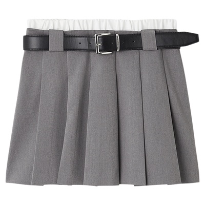 SNIDEL2025秋冬新品百搭百褶半身裙学院风短裙裤含腰带SWFP254279