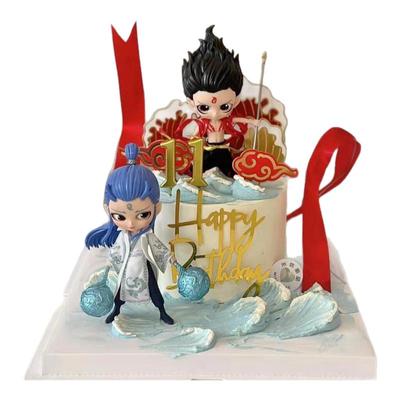 网红哪吒敖丙男孩生日蛋糕装饰
