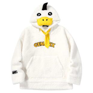 GENANX闪电潮牌陈奕恒同款冬季新款连帽领摇粒绒颗粒绒可爱卫衣男