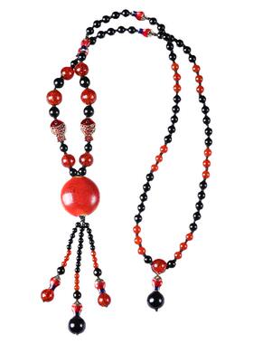 七彩蝶度玛瑙陶瓷圆珠链女原创