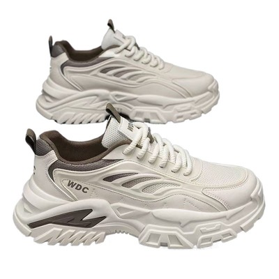 男鞋秋季厚底耐磨增高透气网面跑步运动鞋青少年潮流百搭老爹潮鞋