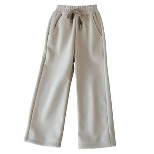 女童加绒阔腿裤儿童2025新款洋气女孩休闲保暖裤子直筒中大童冬装