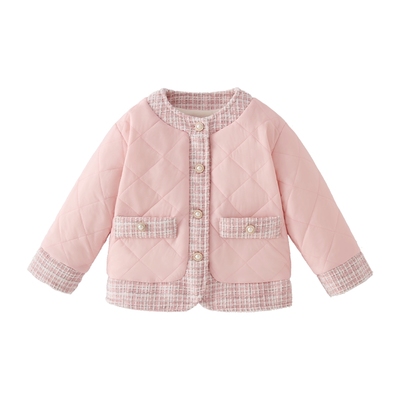 [抗菌]女童外套秋冬儿童公主风加厚小童粉色夹棉上衣宝宝秋装女宝