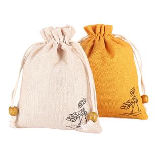 麻布首饰小布袋香包香囊空袋抽绳束口收纳袋棉麻包装文玩袋子定制