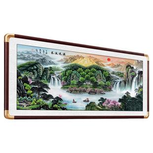 东墙金山聚宝盆山水画靠山图客厅挂画源远流长办公室国画装饰聚财