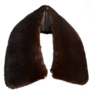 进口水貂毛领子方领男士真皮毛整皮翻领皮草大衣通用冬季保暖假领