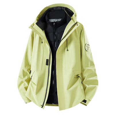 稻草人青果绿冲锋衣女外套秋冬2025新款三合一羽绒内胆登山滑雪服