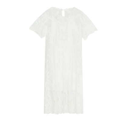 谜底短袖连衣裙2022夏季新款订制晚礼裙蕾丝长裙222GL0543