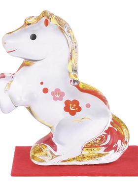 2026马年招福生肖 日本进口玻璃开运招财招福桌面摆件 新年礼物