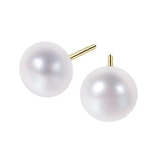 海蒂珠宝 含薇 强光无核淡水大珍珠耳钉女正品18K金耳饰 简约通勤