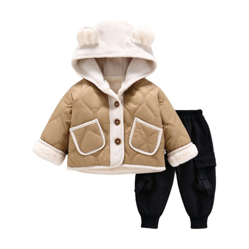 男童加绒加厚棉服两件套