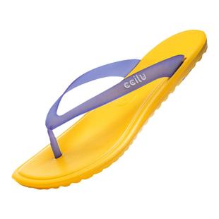 ccilu驰绿Q弹人字拖男女夹脚凉鞋eva户外台湾软底炫彩沙滩拖鞋