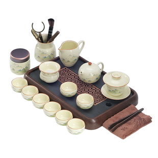 2026新款功夫茶具整套高档轻奢喝茶家用陶瓷悬停盖碗茶壶茶杯套装