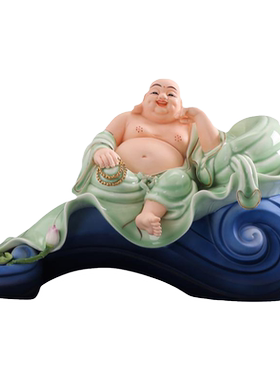 晨翔弥勒佛陶瓷摆件招财聚财笑佛