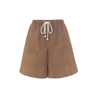 wana try麂皮质感嬉皮棕色流浪风中裤2026夏季新款休闲女款短裤