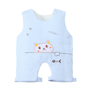 婴儿纯棉肚兜夹棉护肚脐围子新生儿宝宝睡觉带腿秋冬季厚款防踢被