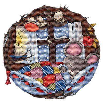 法国DMC十字绣套件 A873睡觉小老鼠 28CT简单可爱卡通动物