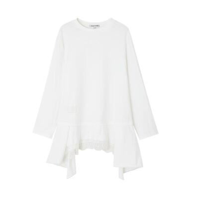 SOMESOWE 假两件拼接蕾丝长袖T恤