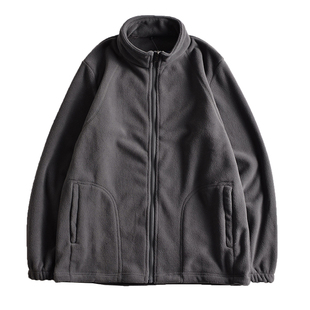 摇粒绒外套男加厚秋冬立领竖领夹克男士抓绒上衣保暖内胆大码开衫