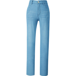 捷纯冰丝牛仔裤女直筒宽松2025年新款夏季薄款女士高腰弹力直筒裤