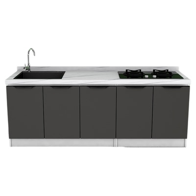 简约拆装岩板实木柜体橱柜灶台