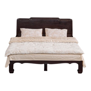 赞比亚紫檀五福高低床红木实木床原木1米8主卧双人床带床头柜主卧