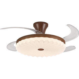 2026新款法式中古风隐形吸顶风扇灯餐厅客厅卧室胡桃木复古吊扇灯