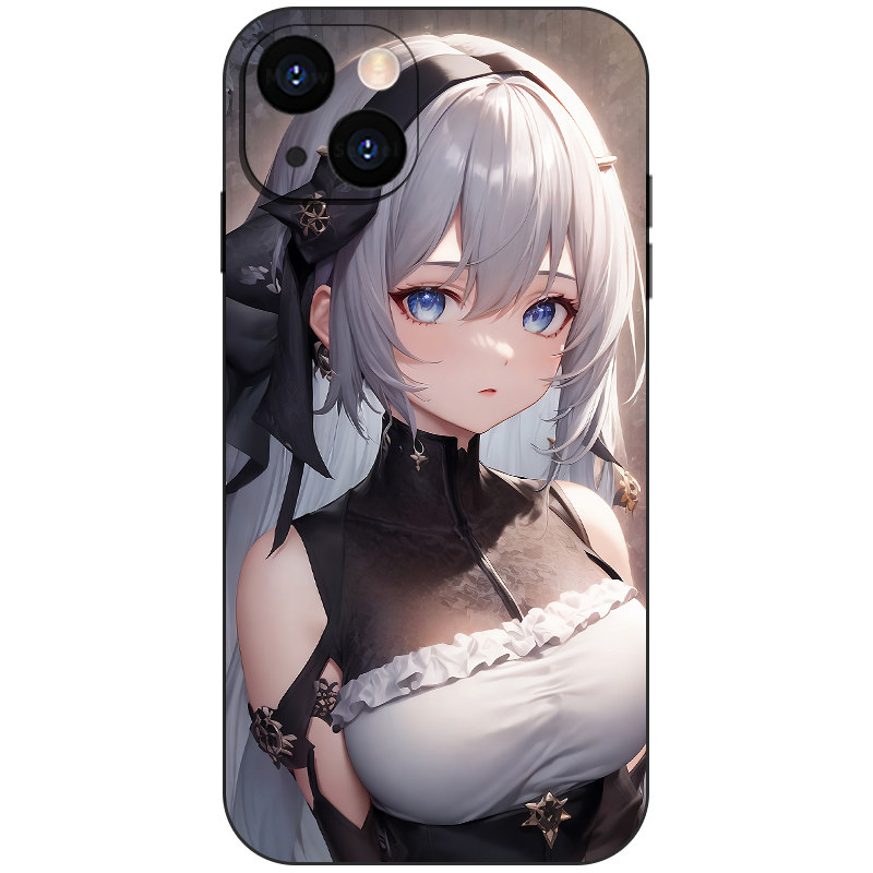 可爱银发女孩手机壳适用iPhone17小米15/14华为VIVO动漫艺术OPPO液态硅胶MagSafe磁吸苹果16ProMax个性二次元