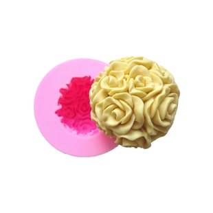 1241玫瑰花球皂模蛋糕硅胶模具花朵装饰烘焙工具蜡烛模慕斯模