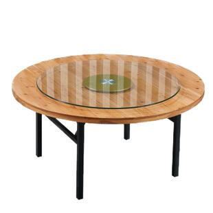 饭店圆桌酒店大圆桌酒席婚庆实木圆桌面桌椅餐厅餐桌折叠杉木圆桌