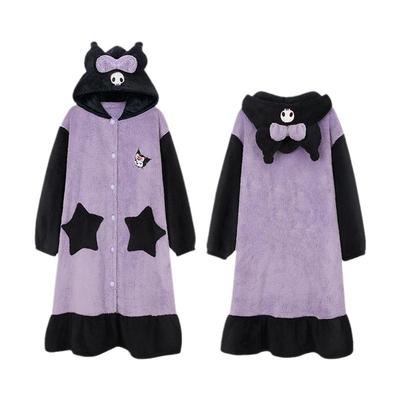 睡衣女春秋款珊瑚绒睡袍套装情侣