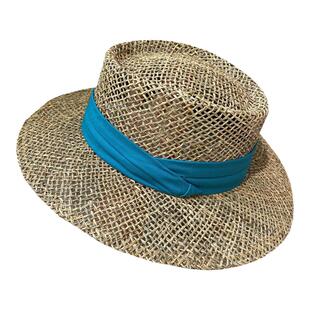 帽子女春夏平沿法式绑带草帽网红百搭时尚咸草编织沙滩度假礼帽潮