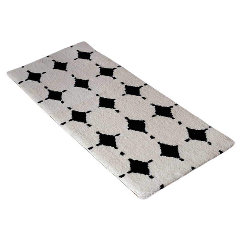 复古ins菱形地毯仿羊绒客厅卧室床边毯防滑植绒小地毯飘窗地垫