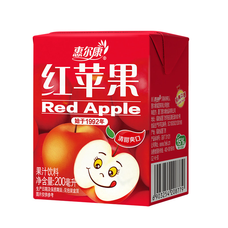 惠尔康红苹果果味饮料整箱童年味道200ml*24盒装夏季清凉送礼佳品