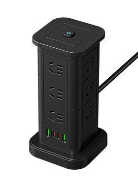 【官方正品】 纯铜立式塔型排插座插转换器USB办公延长线排插线板