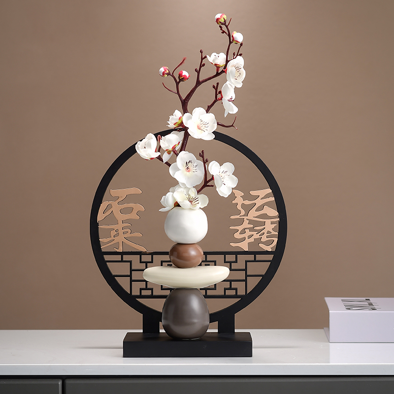 现代新中式高级感软装家居玄关客厅装饰品门店软装装潢高档摆件