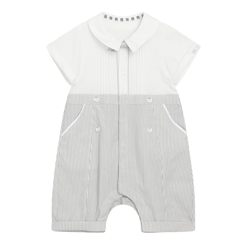 朗姿童装/ETTOI爱多娃新生婴儿连体服男童英伦风包屁爬服夏季新款