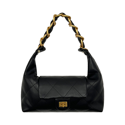 DOUBLE.R小瑞靓包菱格链条手提包