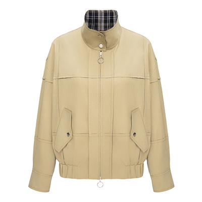 【天猫独家】REINEREN任茜设计师款春季新款双拉链卡其色工装夹克