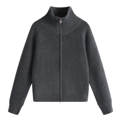 班尼路灰色毛衣女秋冬季针织开衫