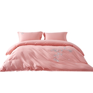 TEVEL/堂皇中式刺绣套件长绒棉贡缎轻奢蝶恋花四件套被套床单