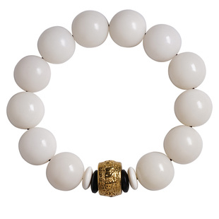 白玉菩提子手串男女原籽文玩六字真言配饰盘玩天然菩提根佛珠单圈