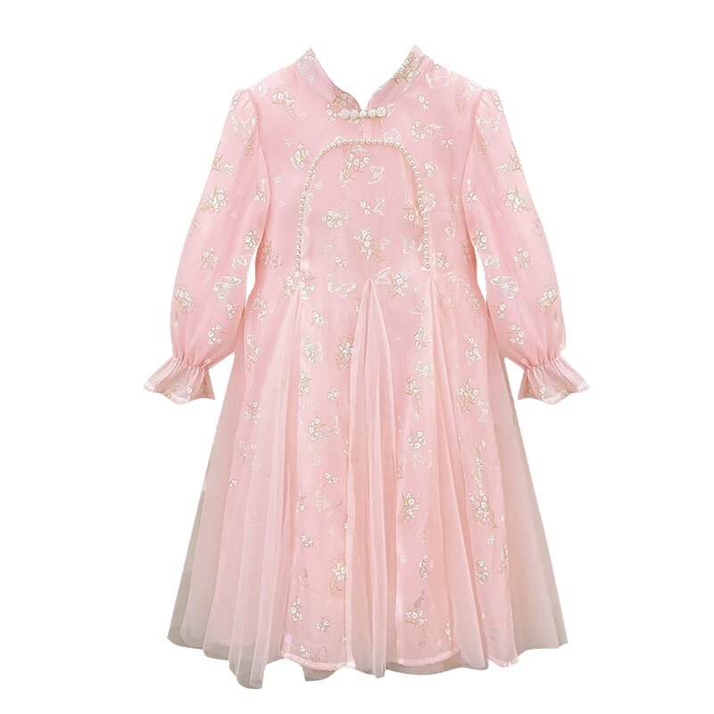 女童连衣裙秋冬季女孩新中式旗袍公主裙2025新款国风洋气加绒裙子