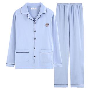 纯棉睡衣男士夏季短袖薄款套装中青年宽松大码夏天爸爸家居服
