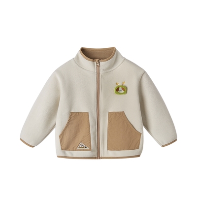 [抗菌远红外]男童秋冬外套男小童摇粒绒拼接开衫时尚冬装儿童衣服