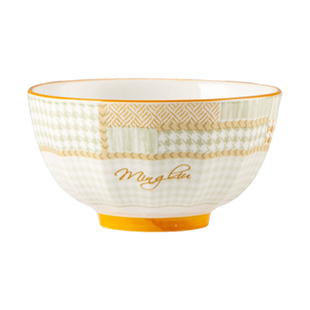 千鸟格碗家用2025新款个人专用陶瓷吃饭的碗釉下彩双耳汤碗面碗