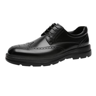 CROWN/皇冠皮鞋男鞋正装商务鞋新郎结婚鞋厚底增高布洛克牛津鞋子