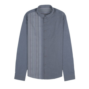 时尚印花衬衫男士条纹休闲长袖衬衫韩版潮流加厚加绒寸衣修身上衣