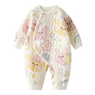 婴儿连体衣保暖加厚秋冬季夹棉冬装新生儿宝宝衣服冬装哈衣春秋款